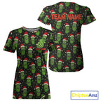 Custom Santa Hat Pickle Christmas Pickleball T-Shirt Xmas Funny Pickleball Jerseys