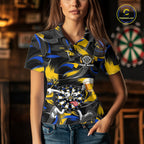 Yellow And Blue Paint Dartboard Funny Beer Darts Team Shirt Custom Darts Polo 1/4-Zip Jersey