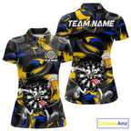 Yellow And Blue Paint Dartboard Funny Beer Darts Team Shirt Custom Darts Polo 1/4-Zip Jersey