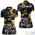 Yellow And Blue Paint Dartboard Funny Beer Darts Team Shirt Custom Darts Polo 1/4-Zip Jersey