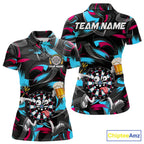 Pink And Teal Paint Dartboard Funny Beer Darts Team Shirt Custom Darts Polo 1/4-Zip Jersey