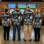 Pink And Teal Paint Dartboard Funny Beer Darts Team Shirt Custom Darts Polo 1/4-Zip Jersey