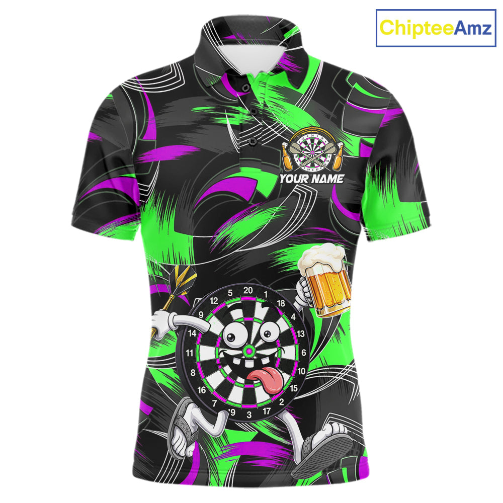 Purple And Green Paint Dartboard Funny Beer Darts Team Shirt Custom Darts Polo 1/4-Zip Jersey
