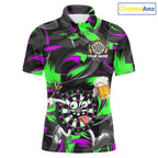 Purple And Green Paint Dartboard Funny Beer Darts Team Shirt Custom Darts Polo 1/4-Zip Jersey