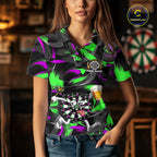 Purple And Green Paint Dartboard Funny Beer Darts Team Shirt Custom Darts Polo 1/4-Zip Jersey