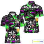 Purple And Green Paint Dartboard Funny Beer Darts Team Shirt Custom Darts Polo 1/4-Zip Jersey