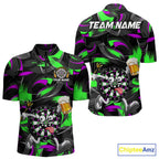 Purple And Green Paint Dartboard Funny Beer Darts Team Shirt Custom Darts Polo 1/4-Zip Jersey