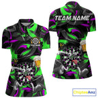 Purple And Green Paint Dartboard Funny Beer Darts Team Shirt Custom Darts Polo 1/4-Zip Jersey