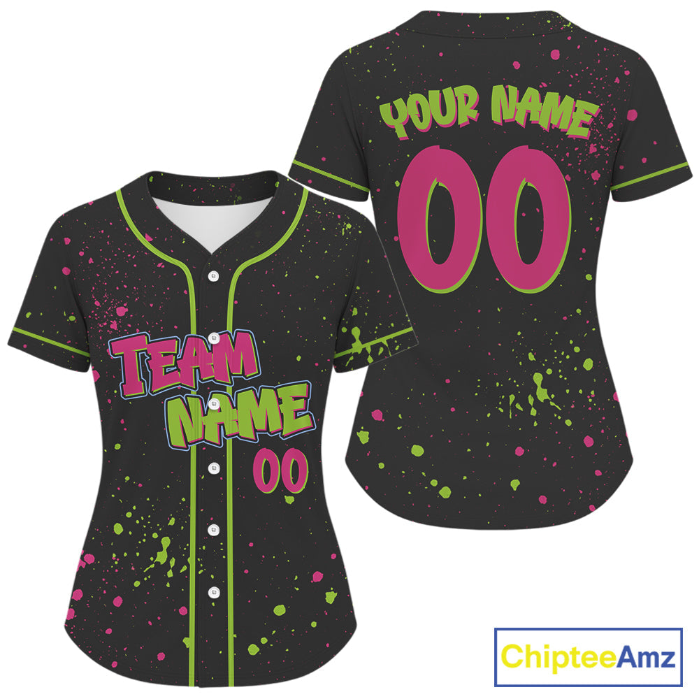 Custom Green Pink Grunge Baseball Shirt Colorful Baseball Team Jerseys