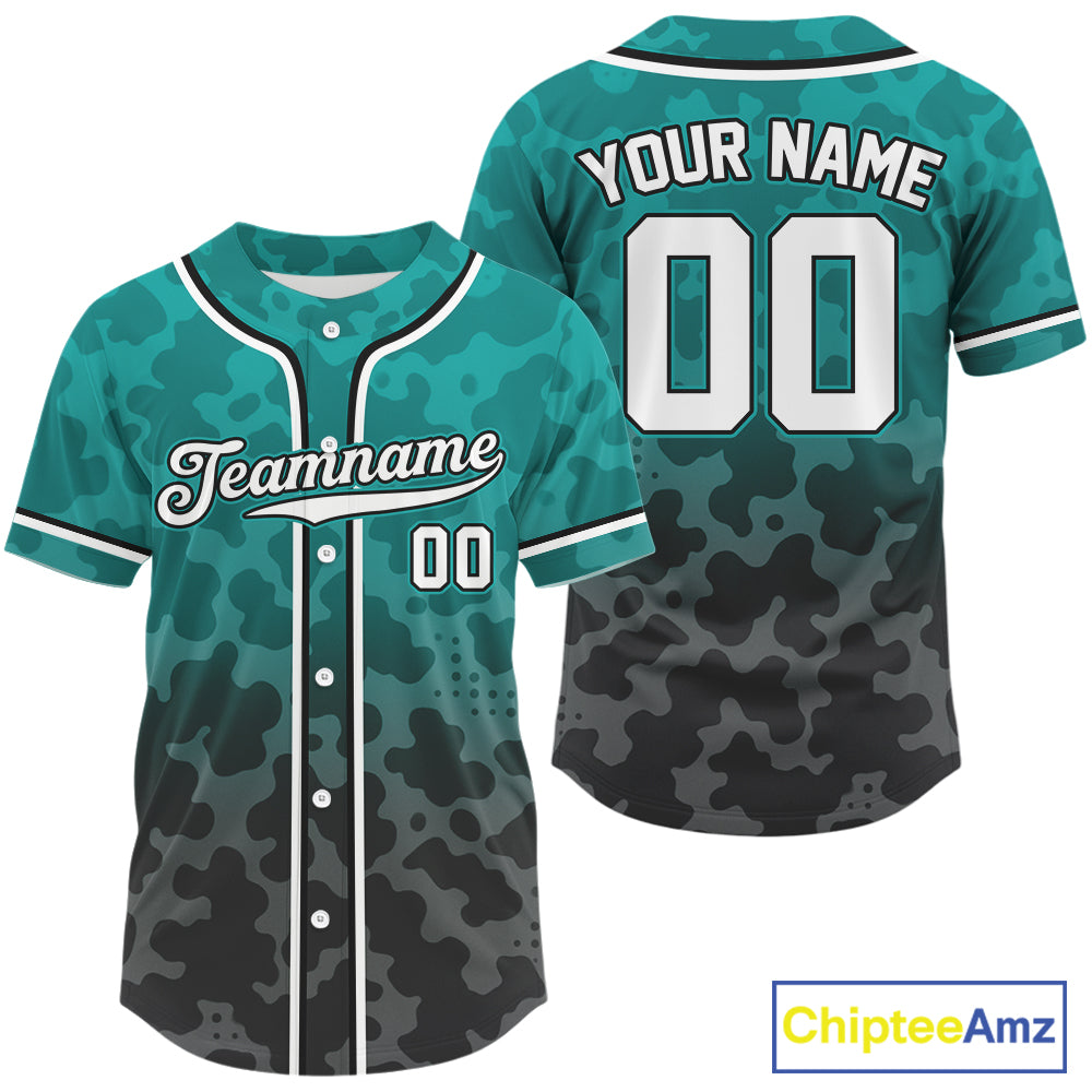 Custom Black Turquoise Camo Baseball Shirt Baseball Team Jerseys