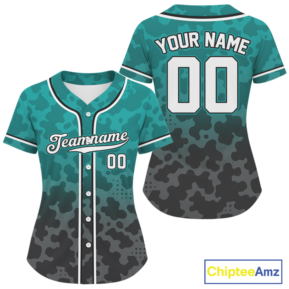Custom Black Turquoise Camo Baseball Shirt Baseball Team Jerseys