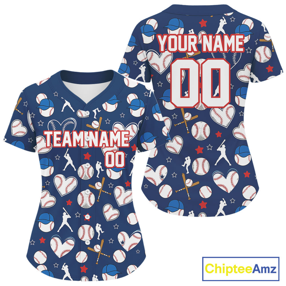 Custom Colorful Funny Baseball Ball Shirt Blue Baseball Jerseys Gifts