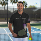 Custom Purple Grunge Skull Pickleball Ball League Jerseys US Flag Pickleball Shirts
