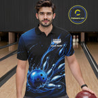 Blue Watering Bowling Ball & Pins Jerseys Custom Splatter Bowling Shirt Team Attire