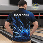 Blue Watering Bowling Ball & Pins Jerseys Custom Splatter Bowling Shirt Team Attire