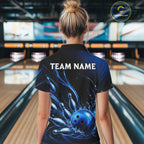 Blue Watering Bowling Ball & Pins Jerseys Custom Splatter Bowling Shirt Team Attire