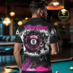 Black, White & Pink Billiard 8 Ball Pool Shirt Custom Butterfly Grunge Team Billiard Jersey