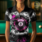 Black, White & Pink Billiard 8 Ball Pool Shirt Custom Butterfly Grunge Team Billiard Jersey