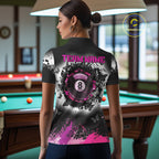 Black, White & Pink Billiard 8 Ball Pool Shirt Custom Butterfly Grunge Team Billiard Jersey