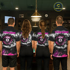 Black, White & Pink Billiard 8 Ball Pool Shirt Custom Butterfly Grunge Team Billiard Jersey