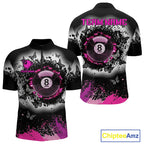 Black, White & Pink Billiard 8 Ball Pool Shirt Custom Butterfly Grunge Team Billiard Jersey