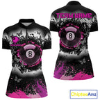 Black, White & Pink Billiard 8 Ball Pool Shirt Custom Butterfly Grunge Team Billiard Jersey