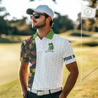 Custom Frog Golfer Golf Ball Team Attire Tropical Monstera Golf Polo Golf Shirts