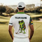 Custom Frog Golfer Golf Ball Team Attire Tropical Monstera Golf Polo Golf Shirts
