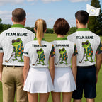 Custom Frog Golfer Golf Ball Team Attire Tropical Monstera Golf Polo Golf Shirts