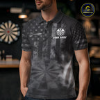 Black Smokes Darts Polo Quarter-Zip Shirts Custom US Flag Patriotic Dart Team Tournament Jersey