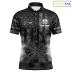 Black Smokes Darts Polo Quarter-Zip Shirts Custom US Flag Patriotic Dart Team Tournament Jersey