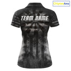 Black Smokes Darts Polo Quarter-Zip Shirts Custom US Flag Patriotic Dart Team Tournament Jersey