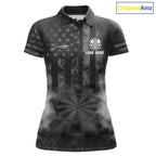 Black Smokes Darts Polo Quarter-Zip Shirts Custom US Flag Patriotic Dart Team Tournament Jersey