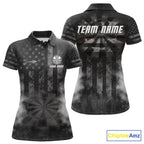 Black Smokes Darts Polo Quarter-Zip Shirts Custom US Flag Patriotic Dart Team Tournament Jersey