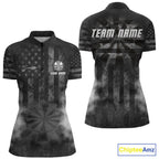Black Smokes Darts Polo Quarter-Zip Shirts Custom US Flag Patriotic Dart Team Tournament Jersey