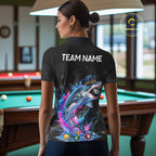 Funny Captain Shark 8 Ball Pool Shirt Custom Billiard Jersey Blue & Pink Splash Billiard Uniform