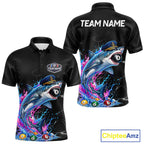 Funny Captain Shark 8 Ball Pool Shirt Custom Billiard Jersey Blue & Pink Splash Billiard Uniform