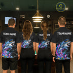 Funny Captain Shark 8 Ball Pool Shirt Custom Billiard Jersey Blue & Pink Splash Billiard Uniform