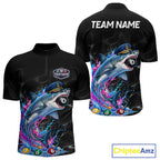 Funny Captain Shark 8 Ball Pool Shirt Custom Billiard Jersey Blue & Pink Splash Billiard Uniform