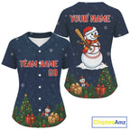 Custom Blue Snowman Christmas Baseball Shirt Outfits Xmas Baseball Jerseys