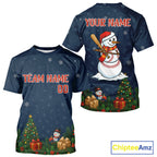 Custom Blue Snowman Christmas Baseball T-Shirt Outfits Xmas Baseball Jerseys