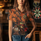 Cowboy Crocodile Funny Darts Polo 1/4-Zip Shirt Custom Name Brown Camo Grunge Darts Team Apparel