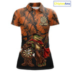 Cowboy Crocodile Funny Darts Polo 1/4-Zip Shirt Custom Name Brown Camo Grunge Darts Team Apparel