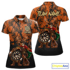 Cowboy Deer Funny Darts Polo 1/4-Zip Shirt Custom Name Brown Camo Grunge Darts Team Apparel