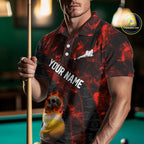 Fire Skull 9 Ball Pool Billiard Team Shirt Custom Red Flames Billiard Ball & Cue Gifts