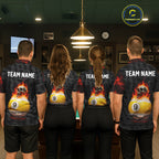 Fire Skull 9 Ball Pool Billiard Team Shirt Custom Red Flames Billiard Ball & Cue Gifts