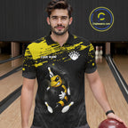 Custom Angry Bee Bowling Shirt Funny Bowling Team League Yellow Grunge Bowling Jersey