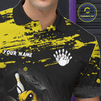 Custom Angry Bee Bowling Shirt Funny Bowling Team League Yellow Grunge Bowling Jersey