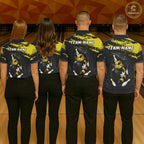 Custom Angry Bee Bowling Shirt Funny Bowling Team League Yellow Grunge Bowling Jersey