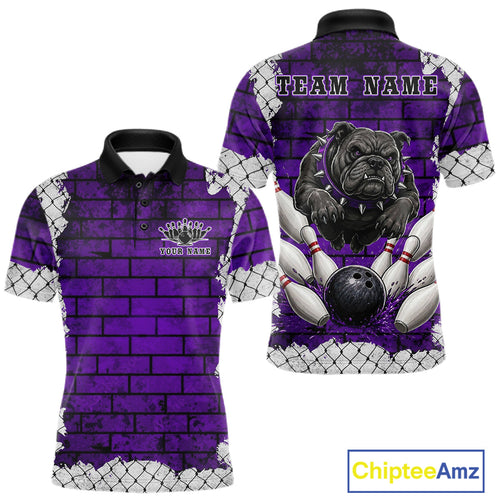 Purple Brick-Wall Fierce Bulldog Bowing Team Shirt Personalized Bowling Jersey For Bowlers